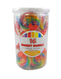 Hilco Rainbow Swirl Sweet Swirl Pops Tub 16ct